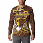Custom Hawks Football Button Sweatshirt Aboriginal Dot Art Pattern