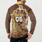 Custom Hawks Football Button Sweatshirt Aboriginal Dot Art Pattern