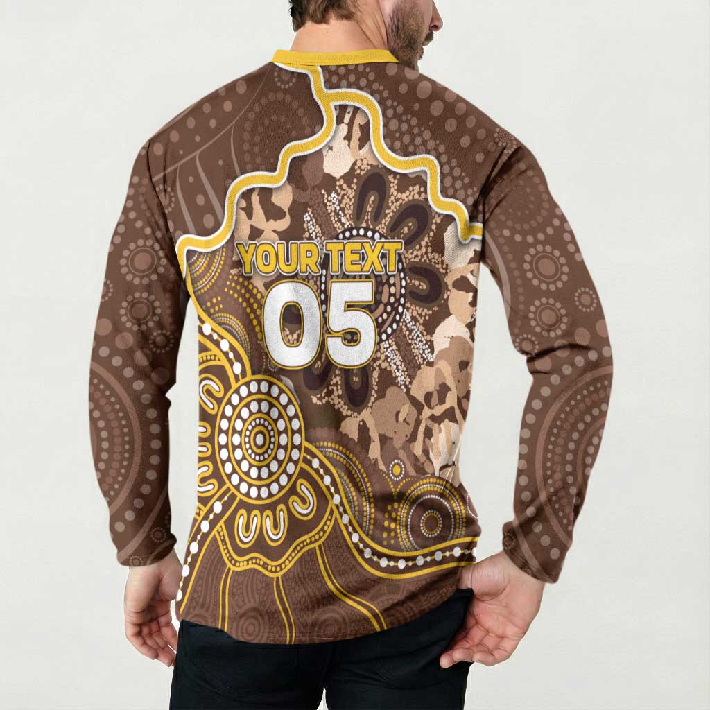 Custom Hawks Football Button Sweatshirt Aboriginal Dot Art Pattern