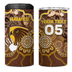 Custom Hawks Football 4 in 1 Can Cooler Tumbler Aboriginal Dot Art Pattern
