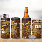 Custom Hawks Football 4 in 1 Can Cooler Tumbler Aboriginal Dot Art Pattern