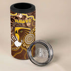 Custom Hawks Football 4 in 1 Can Cooler Tumbler Aboriginal Dot Art Pattern