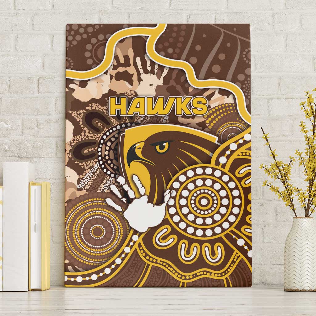Hawks Football Canvas Wall Art Aboriginal Dot Art Pattern