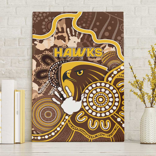 Hawks Football Canvas Wall Art Aboriginal Dot Art Pattern
