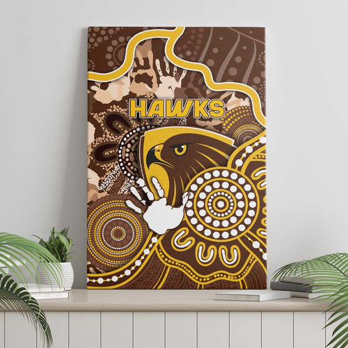Hawks Football Canvas Wall Art Aboriginal Dot Art Pattern