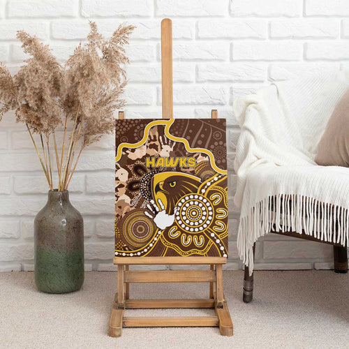 Hawks Football Canvas Wall Art Aboriginal Dot Art Pattern