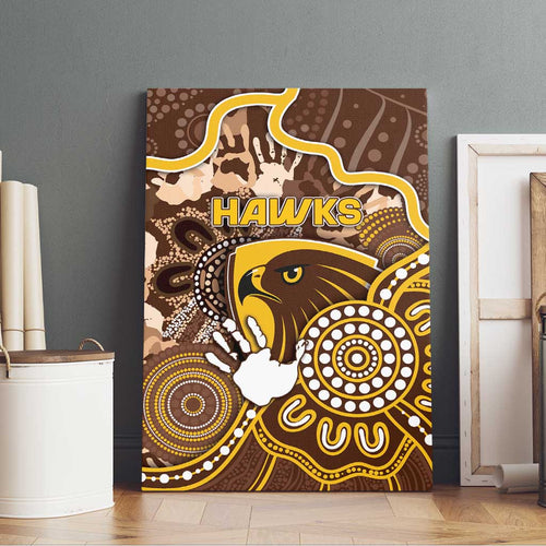 Hawks Football Canvas Wall Art Aboriginal Dot Art Pattern