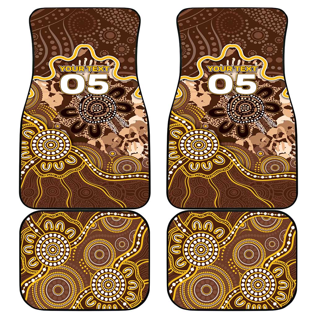Custom Hawks Football Car Mats Aboriginal Dot Art Pattern