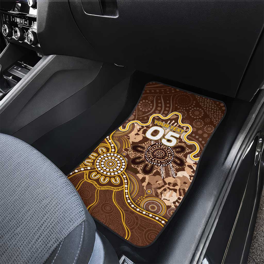 Custom Hawks Football Car Mats Aboriginal Dot Art Pattern