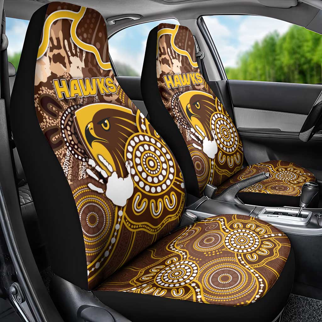 Hawks Football Car Seat Cover Aboriginal Dot Art Pattern
