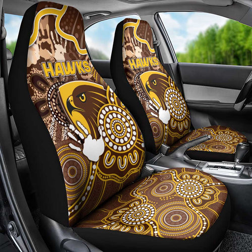 Hawks Football Car Seat Cover Aboriginal Dot Art Pattern