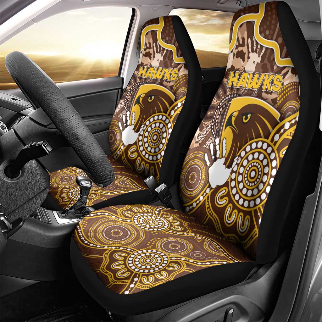 Hawks Football Car Seat Cover Aboriginal Dot Art Pattern