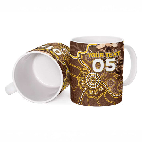 Custom Hawks Football Ceramic Mug Aboriginal Dot Art Pattern