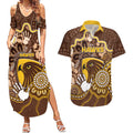 Custom Hawks Football Couples Matching Summer Maxi Dress and Hawaiian Shirt Aboriginal Dot Art Pattern