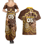 Custom Hawks Football Couples Matching Summer Maxi Dress and Hawaiian Shirt Aboriginal Dot Art Pattern