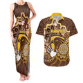 Custom Hawks Football Couples Matching Tank Maxi Dress and Hawaiian Shirt Aboriginal Dot Art Pattern