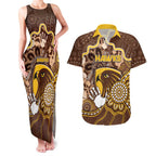 Custom Hawks Football Couples Matching Tank Maxi Dress and Hawaiian Shirt Aboriginal Dot Art Pattern