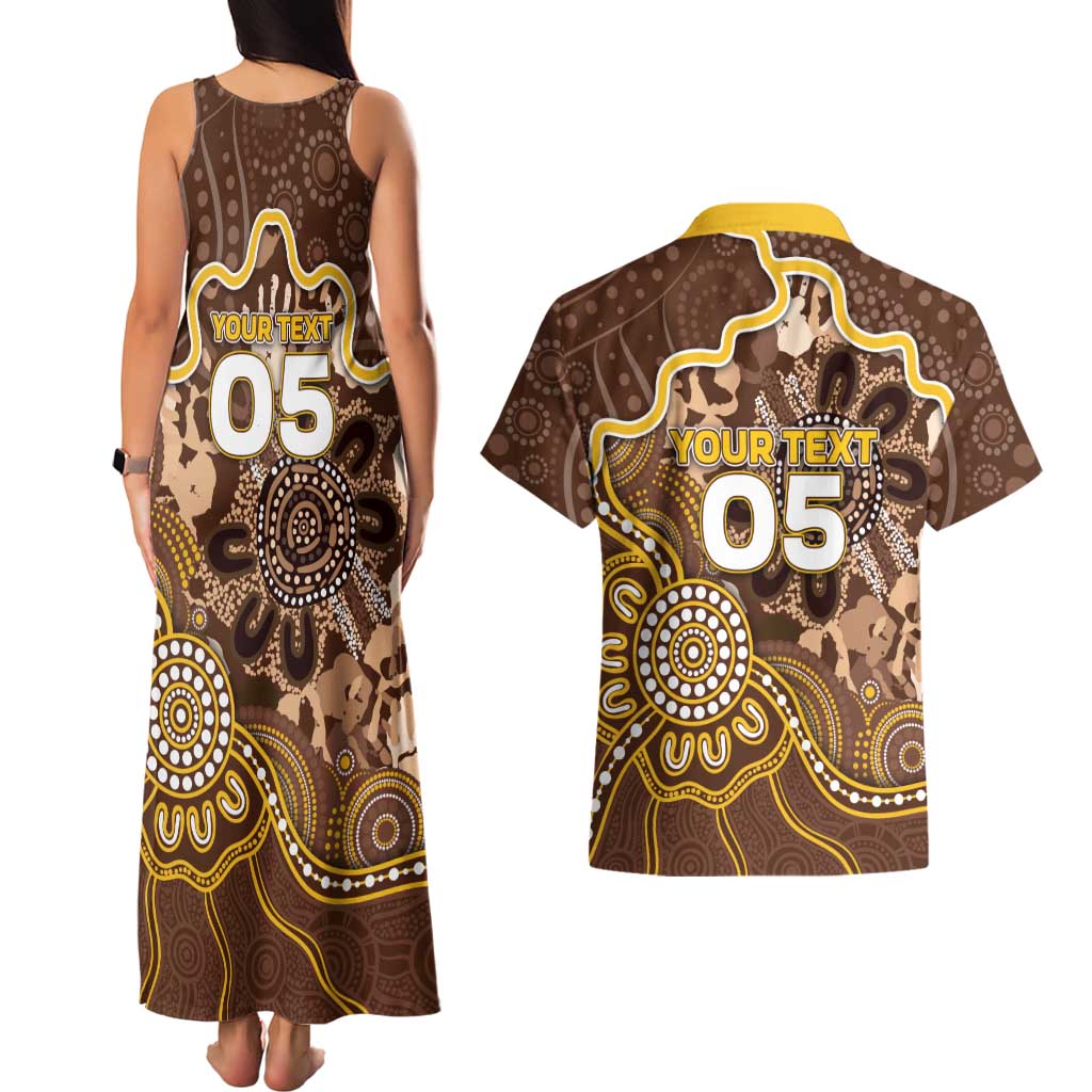 Custom Hawks Football Couples Matching Tank Maxi Dress and Hawaiian Shirt Aboriginal Dot Art Pattern