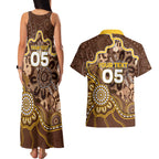 Custom Hawks Football Couples Matching Tank Maxi Dress and Hawaiian Shirt Aboriginal Dot Art Pattern