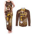 Custom Hawks Football Couples Matching Tank Maxi Dress and Long Sleeve Button Shirt Aboriginal Dot Art Pattern