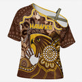 Custom Hawks Football Cross Shoulder Shirt Aboriginal Dot Art Pattern