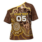 Custom Hawks Football Cross Shoulder Shirt Aboriginal Dot Art Pattern
