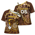 Custom Hawks Football Cross Shoulder Shirt Aboriginal Dot Art Pattern