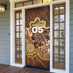 Custom Hawks Football Door Cover Aboriginal Dot Art Pattern