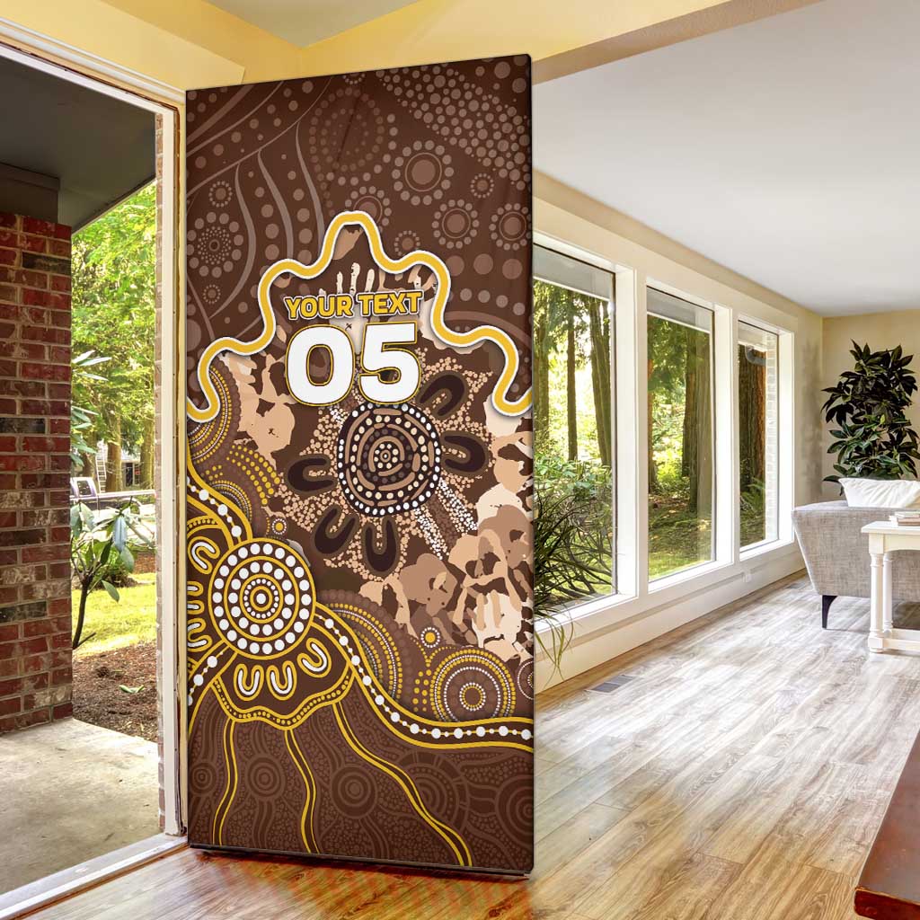 Custom Hawks Football Door Cover Aboriginal Dot Art Pattern