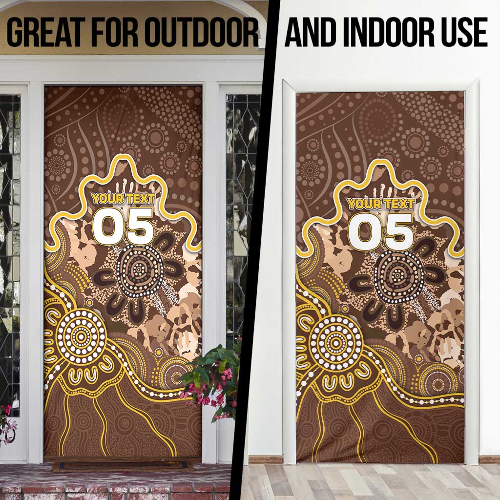 Custom Hawks Football Door Cover Aboriginal Dot Art Pattern