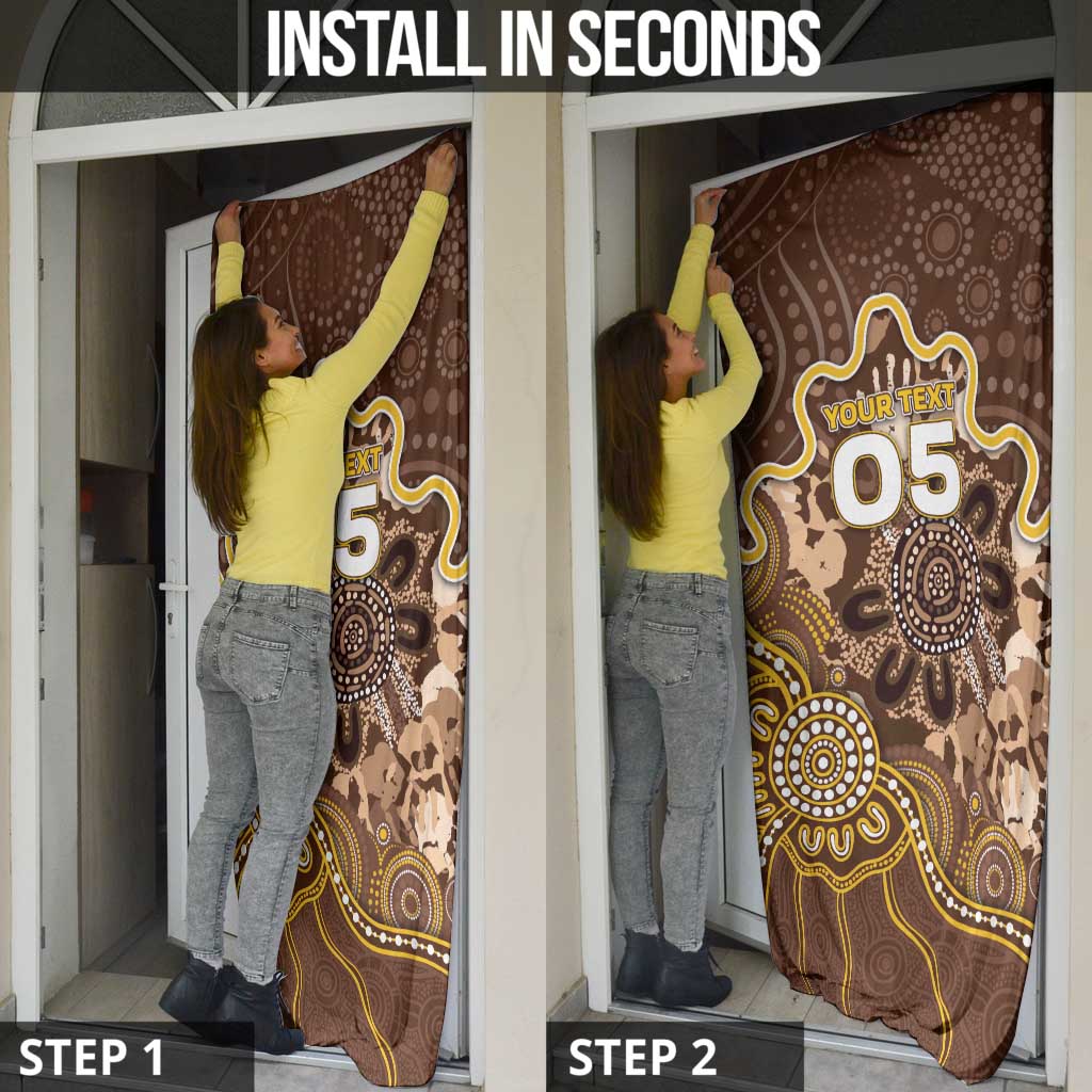 Custom Hawks Football Door Cover Aboriginal Dot Art Pattern