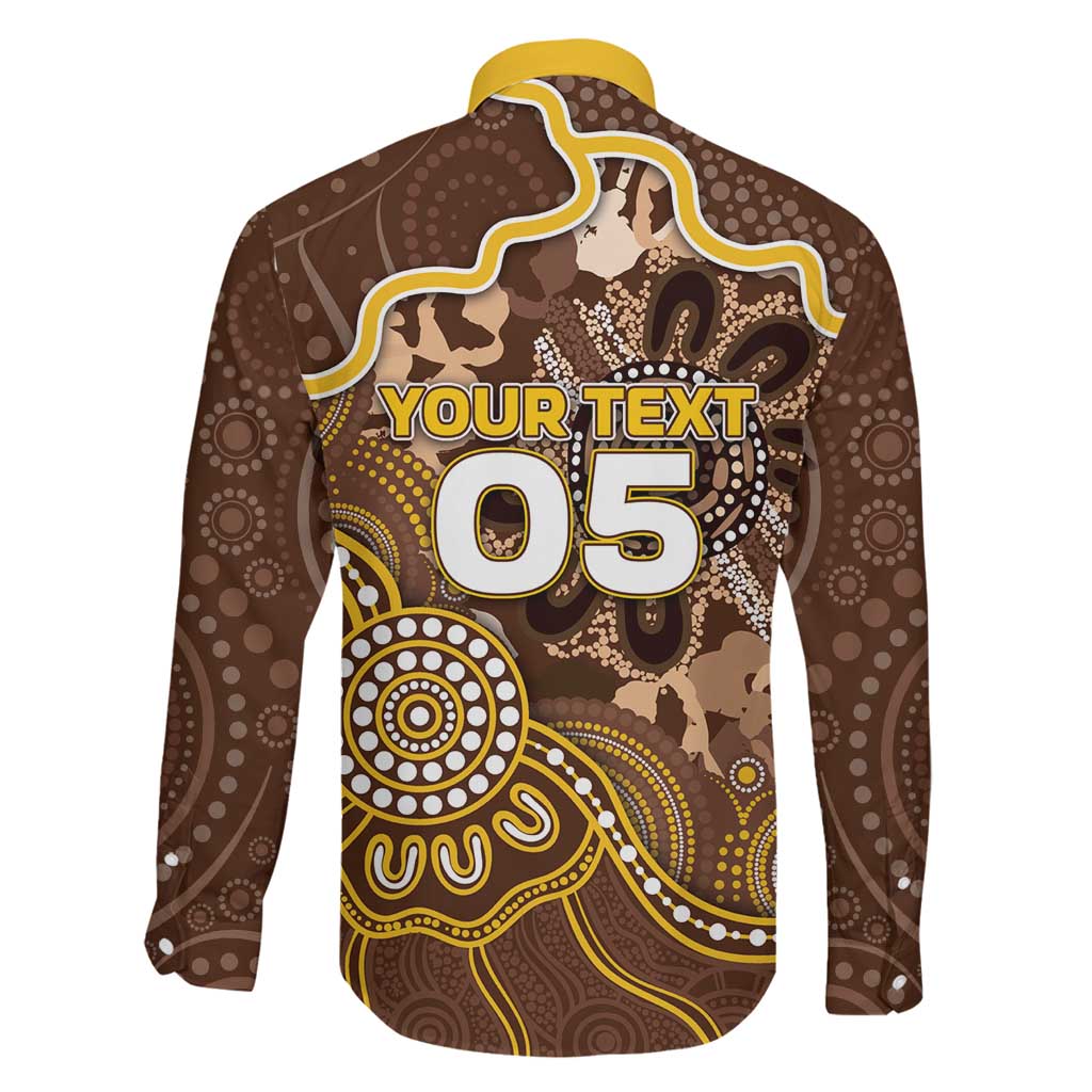 Custom Hawks Football Family Matching Long Sleeve Bodycon Dress and Hawaiian Shirt Aboriginal Dot Art Pattern