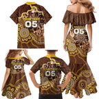 Custom Hawks Football Family Matching Mermaid Dress and Hawaiian Shirt Aboriginal Dot Art Pattern
