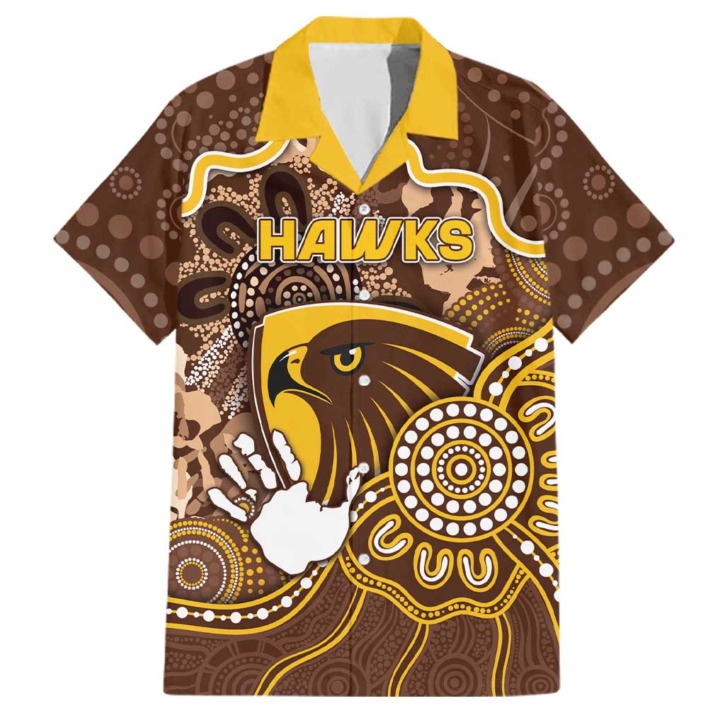 Custom Hawks Football Family Matching Off Shoulder Maxi Dress and Hawaiian Shirt Aboriginal Dot Art Pattern