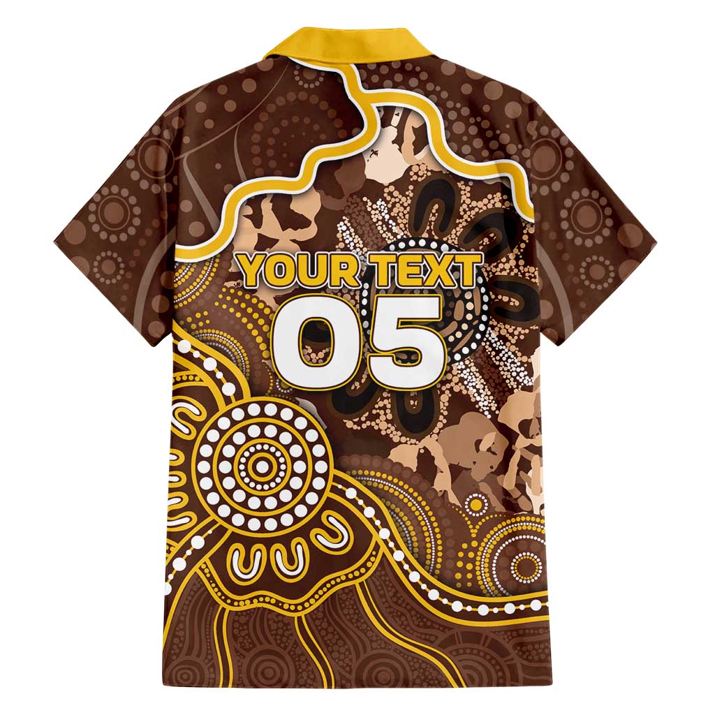 Custom Hawks Football Family Matching Off Shoulder Short Dress and Hawaiian Shirt Aboriginal Dot Art Pattern
