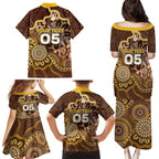 Custom Hawks Football Family Matching Puletasi and Hawaiian Shirt Aboriginal Dot Art Pattern
