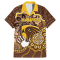 Custom Hawks Football Family Matching Short Sleeve Bodycon Dress and Hawaiian Shirt Aboriginal Dot Art Pattern