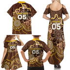 Custom Hawks Football Family Matching Summer Maxi Dress and Hawaiian Shirt Aboriginal Dot Art Pattern
