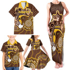 Custom Hawks Football Family Matching Tank Maxi Dress and Hawaiian Shirt Aboriginal Dot Art Pattern