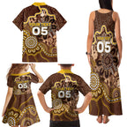 Custom Hawks Football Family Matching Tank Maxi Dress and Hawaiian Shirt Aboriginal Dot Art Pattern