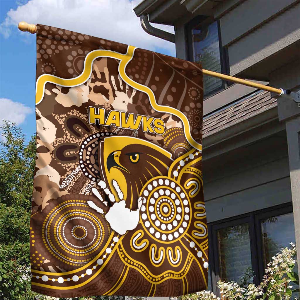 Hawks Football Garden Flag Aboriginal Dot Art Pattern