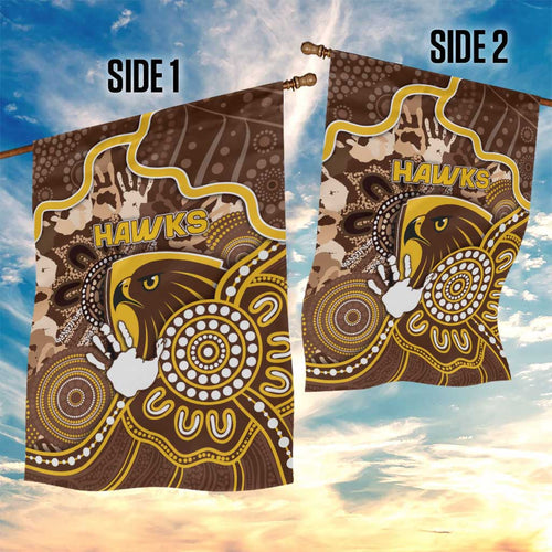 Hawks Football Garden Flag Aboriginal Dot Art Pattern
