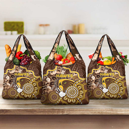 Hawks Football Grocery Bag Aboriginal Dot Art Pattern