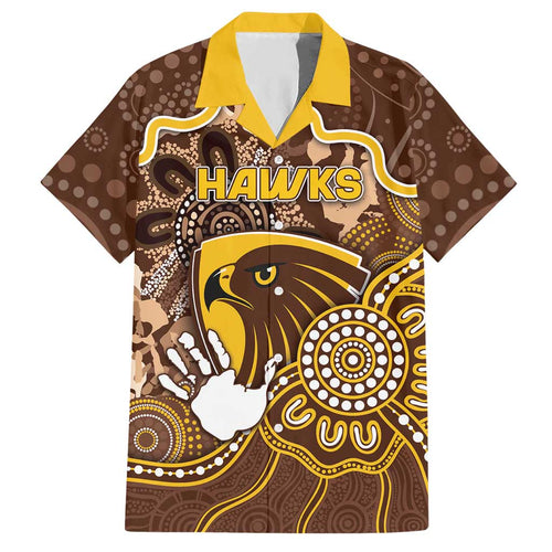 Custom Hawks Football Hawaiian Shirt Aboriginal Dot Art Pattern