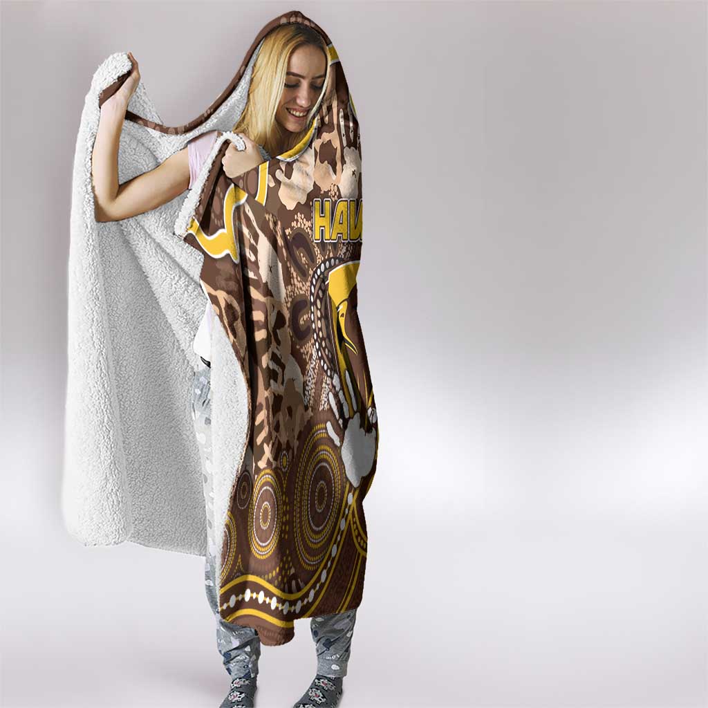 Hawks Football Hooded Blanket Aboriginal Dot Art Pattern