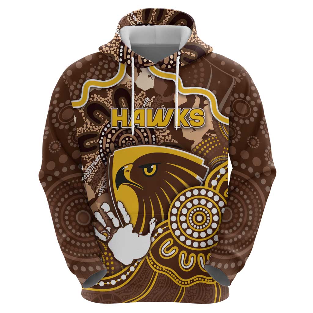Custom Hawks Football Hoodie Aboriginal Dot Art Pattern
