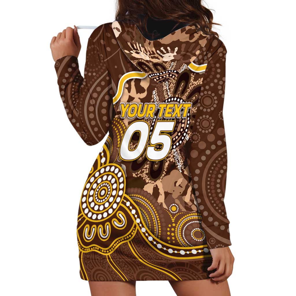 Custom Hawks Football Hoodie Dress Aboriginal Dot Art Pattern