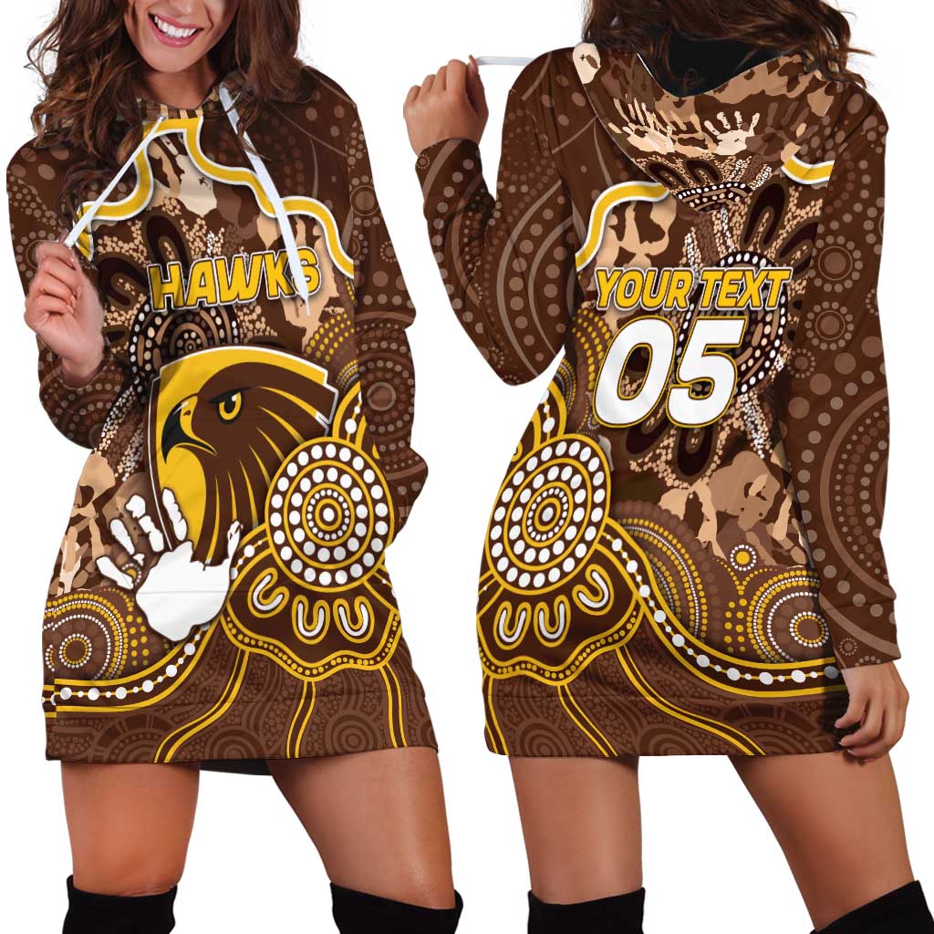 Custom Hawks Football Hoodie Dress Aboriginal Dot Art Pattern