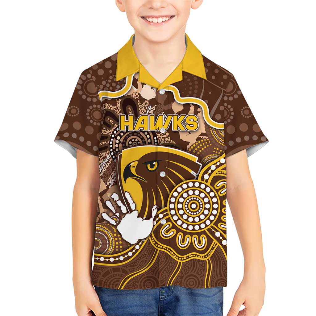 Custom Hawks Football Kid Hawaiian Shirt Aboriginal Dot Art Pattern