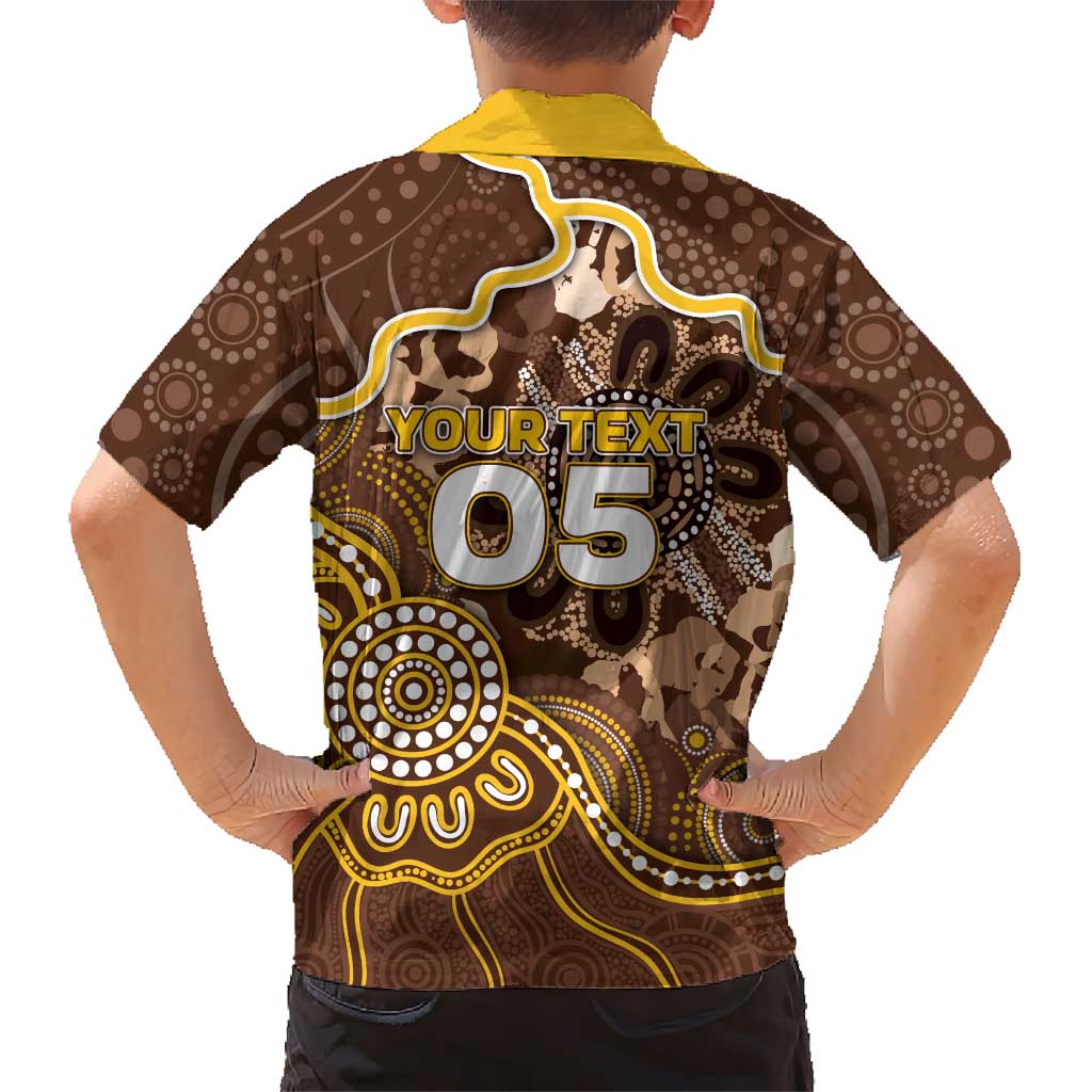 Custom Hawks Football Kid Hawaiian Shirt Aboriginal Dot Art Pattern
